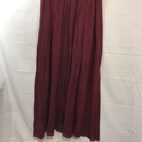 INTIMATELY FREE PEOPLE Sz XS Maroon Red Short-Sleeve Sheer Maxi Dress; Preloved - Picture 6 of 7